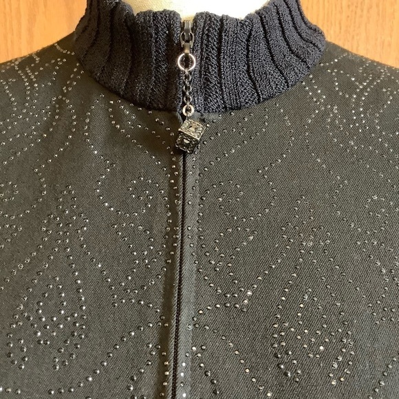 St. John Sport Black Zip-Up Rib Knit Cardigan Sz-P - Picture 3 of 9